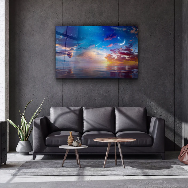 ・"The Crescent Moon Horizon"・Glass Wall Art - Image 2