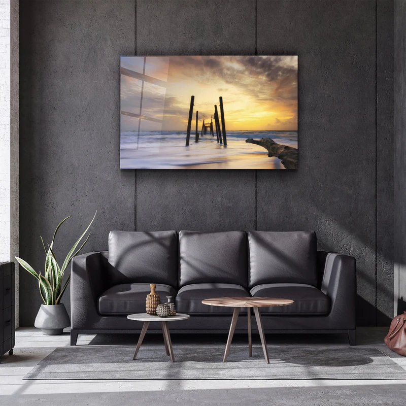 ・"Dilapidated Dock"・Glass Wall Art - Image 2
