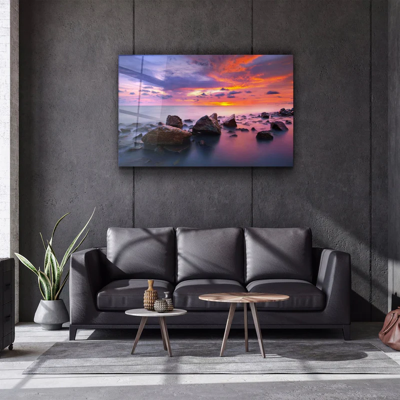 ・"Sunset at Sea"・Glass Wall Art - Image 2