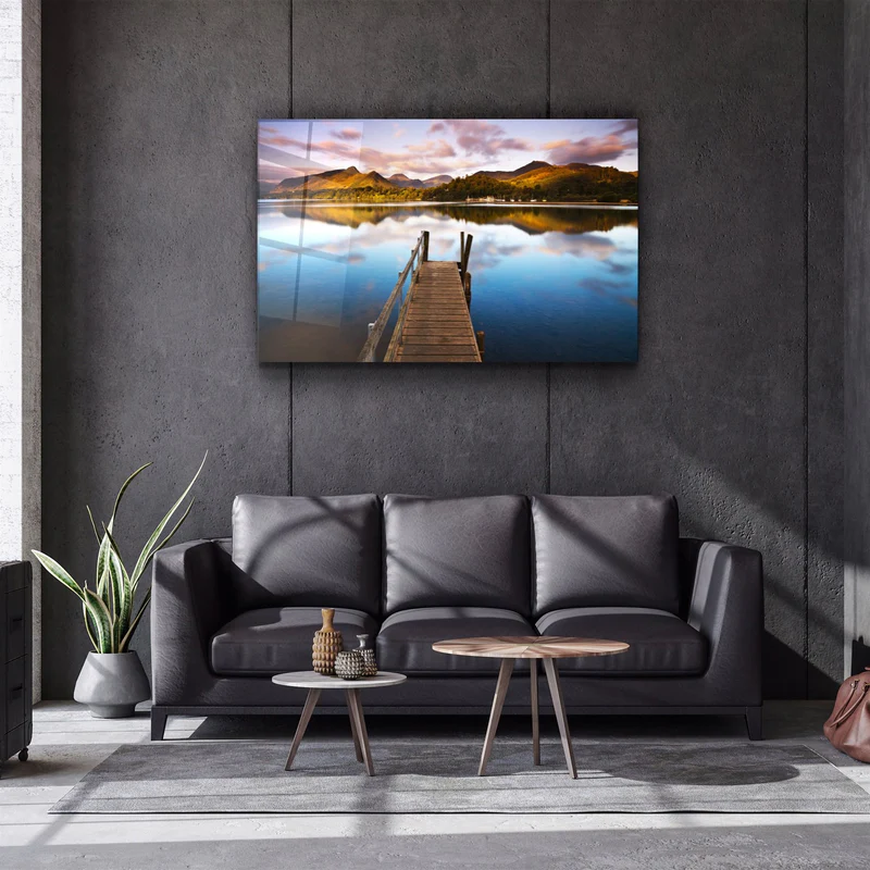 ・"Lake Landscape"・Glass Wall Art - Image 2