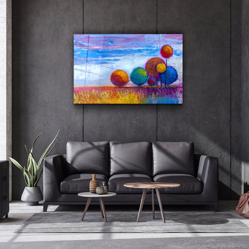 ・"Colorful Trees"・Glass Wall Art - Image 2