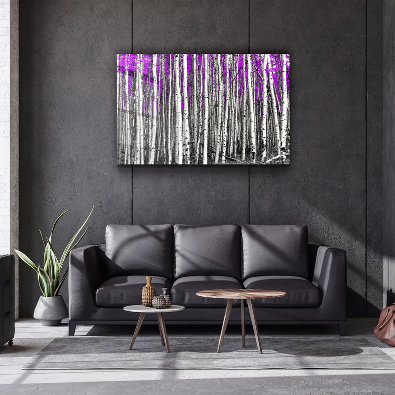 ・"Abstract White Trees V3"・Glass Wall Art - Image 2