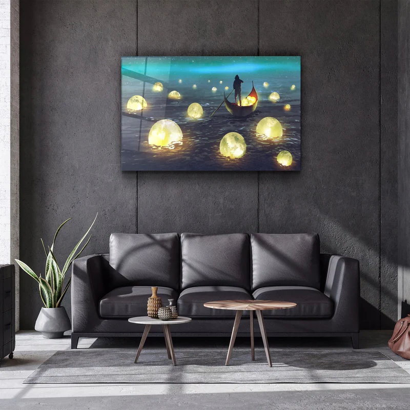 ・"Lights on the Sea"・Glass Wall Art - Image 2