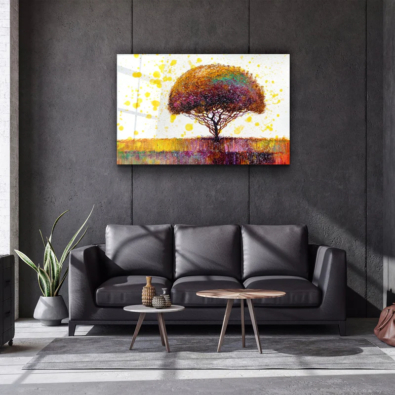・"Abstract Colorful Tree"・Glass Wall Art - Image 2