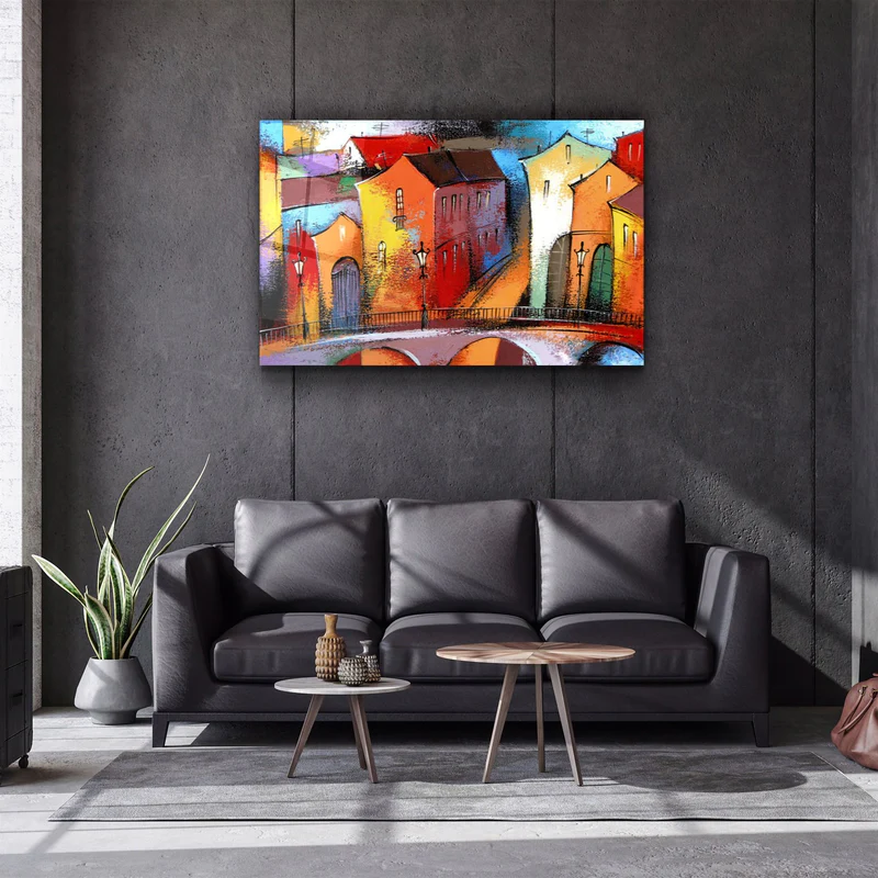 ・"Abstract City 2"・Glass Wall Art - Image 3