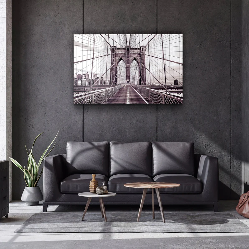 ・"Brooklyn Bridge Retro Bronze"・Glass Wall Art - Image 2