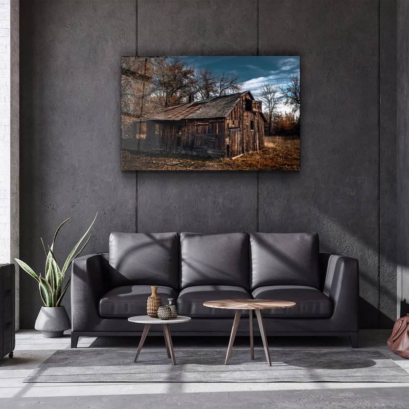 ・"Wooden Old House"・Glass Wall Art - Image 2
