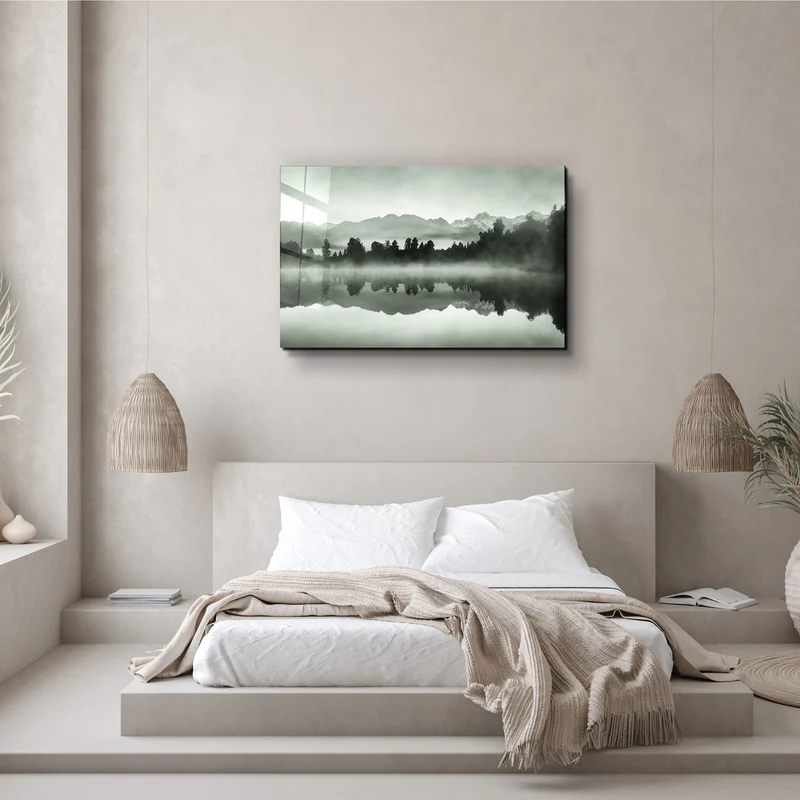 ・"Foggy Lake"・Glass Wall Art - Image 2