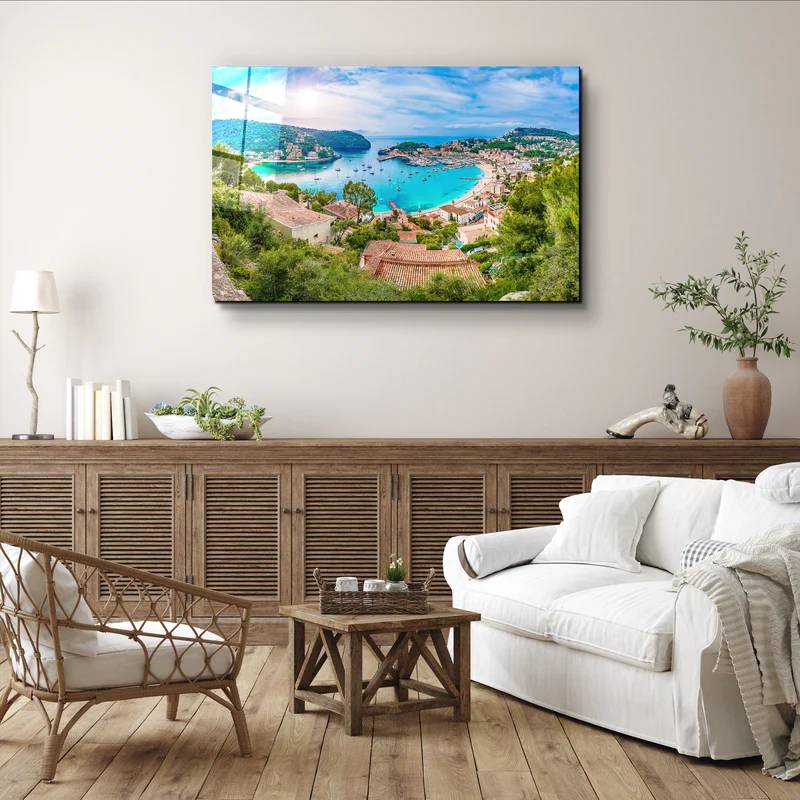 ・"Panoramic view of Porte de Soller, Palma Mallorca, Spain"・Glass Wall Art - Image 2