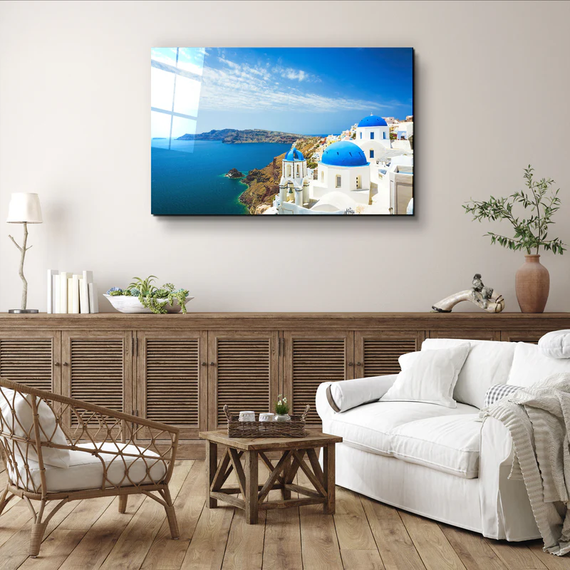 ・"Thera From Santorini"・Glass Wall Art - Image 2