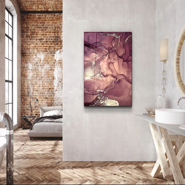 ・"Red Wave Pattern"・Glass Wall Art - Image 3