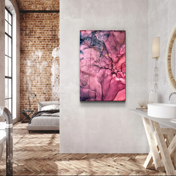 ・"Pink Wave Pattern"・Glass Wall Art - Image 2