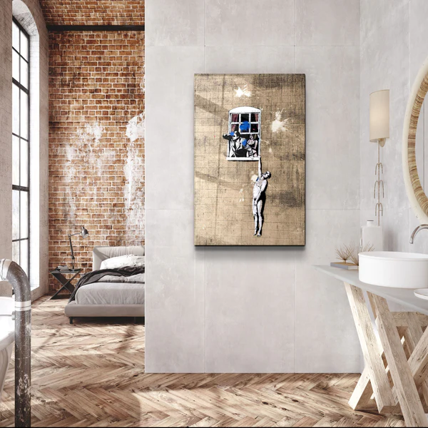 "Banksy - The Mild Mild West"・Glass Wall Art