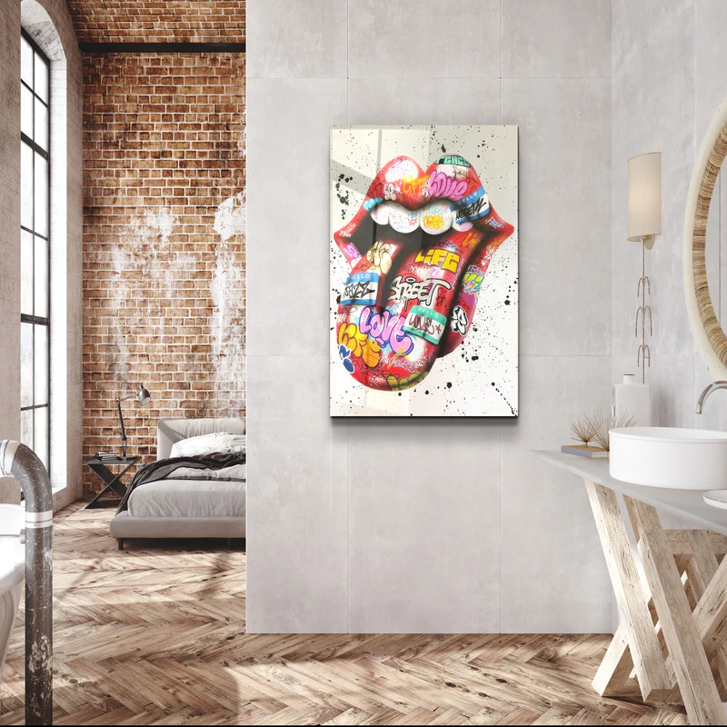 ・"Tongue - Red"・Designer's Collection Glass Wall Art - Image 3