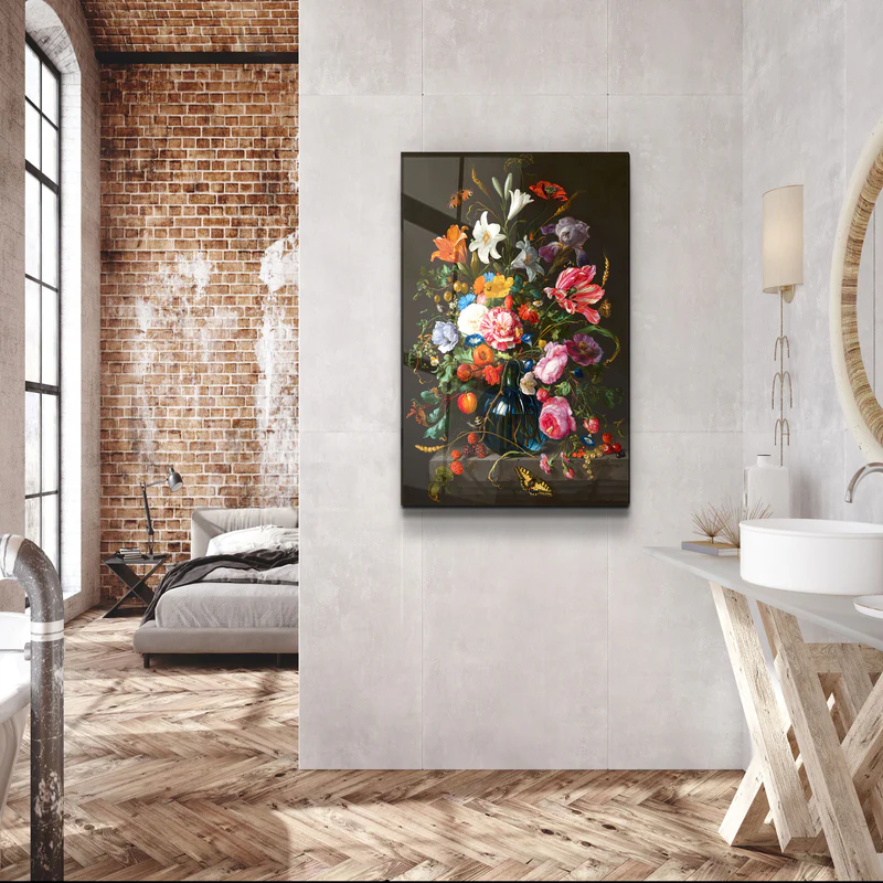 ・"Retro Flowers"・Designer's Collection Glass Wall Art - Image 3