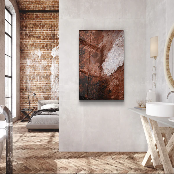 ・"Brown Oil Painting"・Designer's Collection Glass Wall Art - Image 3