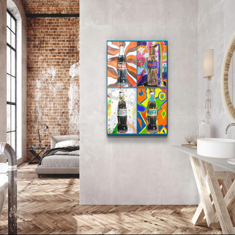 ・"Retro Design Coke Bottles"・Designer's Collection Glass Wall Art - Image 3