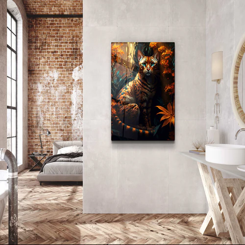 ・"Forest Cat"・Secret World Collection Glass Wall Art - Image 2