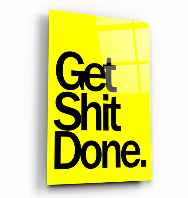 ć»"Get X Done Yellow"ć»Designers Collection Glass Wall Art