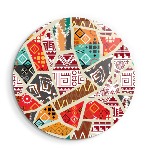 ・"Patchwork"・Rounded Glass Wall Art