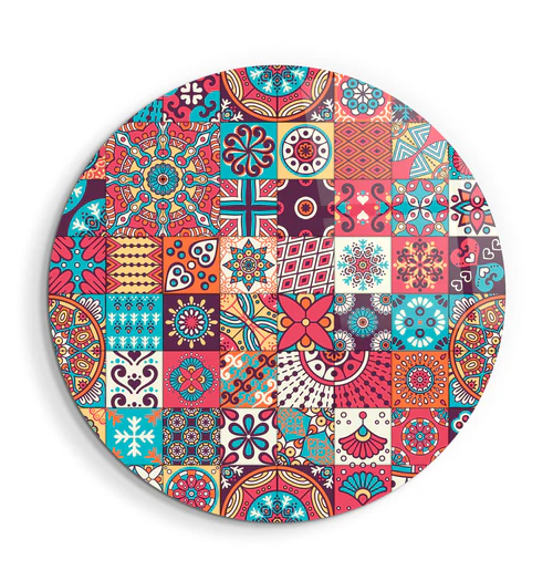 ・"Mosaics"・Rounded Glass Wall Art