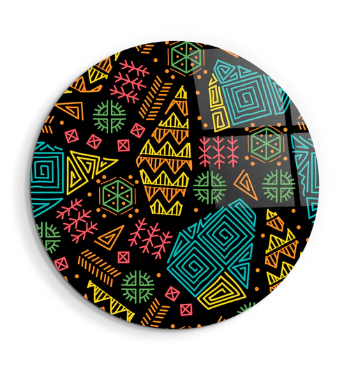 ・"Ethnica 2"・Rounded Glass Wall Art