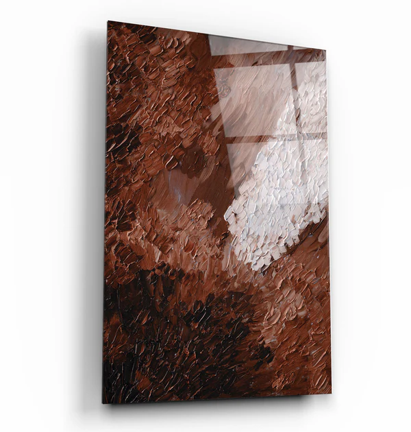 ・"Brown Oil Painting"・Designer's Collection Glass Wall Art - Image 2