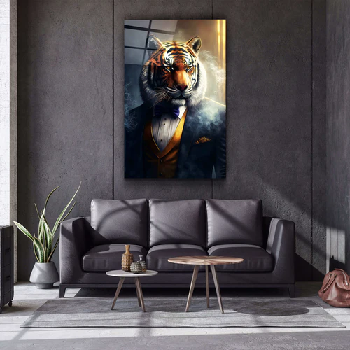 ・"Mr. Tiger"・Secret World Collection Glass Wall Art - Image 3
