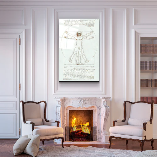 ・"Leonardo da Vinci's The Vitruvian Man 1498"・Glass Wall Art - Image 2