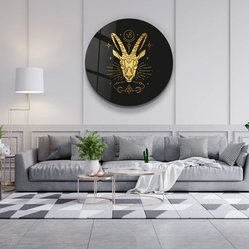 ・"Zodiac Signs - Capricorn"・Rounded Glass Wall Art - Image 3