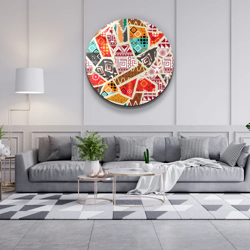 ・"Patchwork"・Rounded Glass Wall Art - Image 3