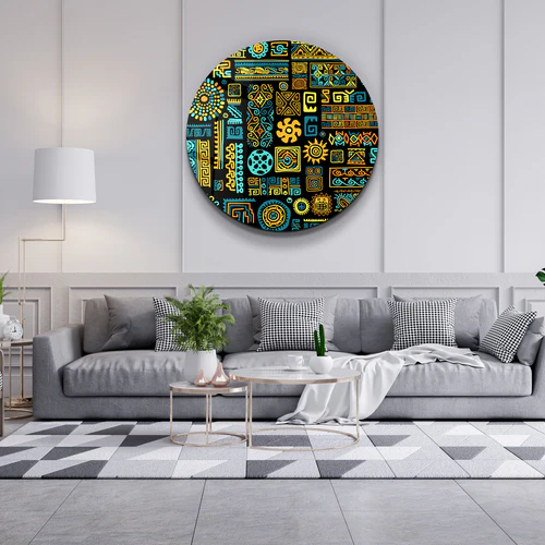 ・"Signs Black BLue"・Rounded Glass Wall Art - Image 3