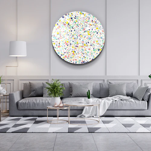 ・"Pastel Terrazzo"・Rounded Glass Wall Art - Image 3