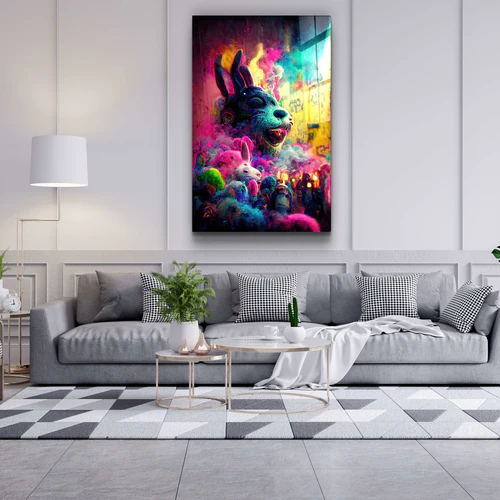 ・"Lost Rabbits"・Secret World Collection Glass Wall Art - Image 3