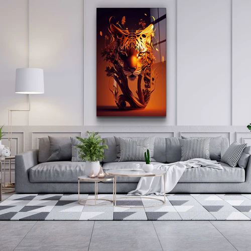 ・"Tiger Vase"・Secret World Collection Glass Wall Art - Image 3