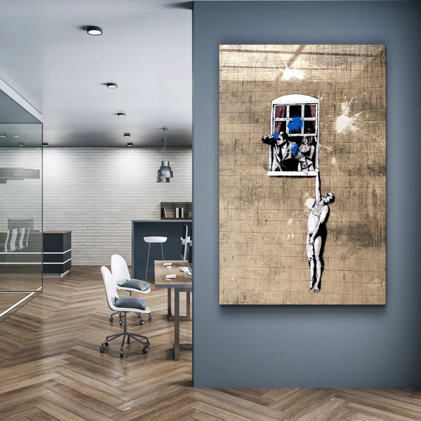 "Banksy - The Mild Mild West"ć»Glass Wall Art - Image 3