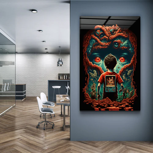 ・"Trapped in the Gaming World"・Secret World Collection Glass Wall Art - Image 2