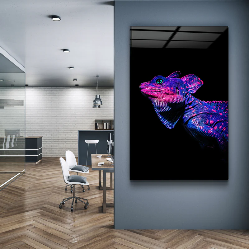 ・"Iguana Blue Purple"・Designer's Collection Glass Wall Art - Image 2