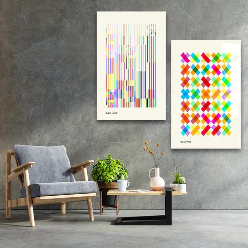 ."Bauhaus Rainbow Duo". Contemporary Gallery Collection Glass Wall Art - Image 2