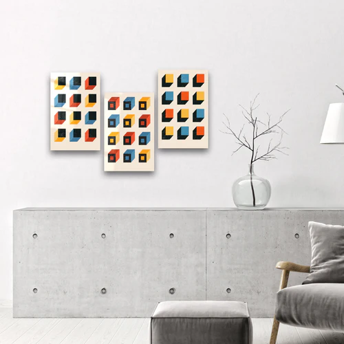 ."Cubes". Contemporary Gallery Collection Glass Wall Art - Image 3