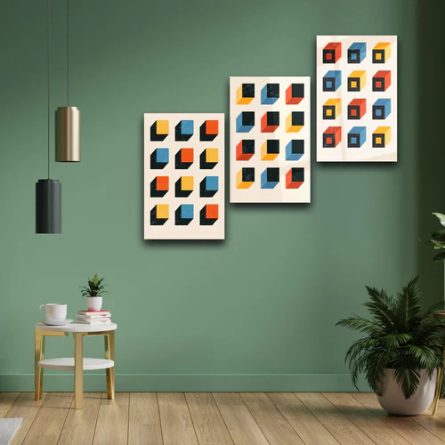 ."Cubes". Contemporary Gallery Collection Glass Wall Art - Image 2