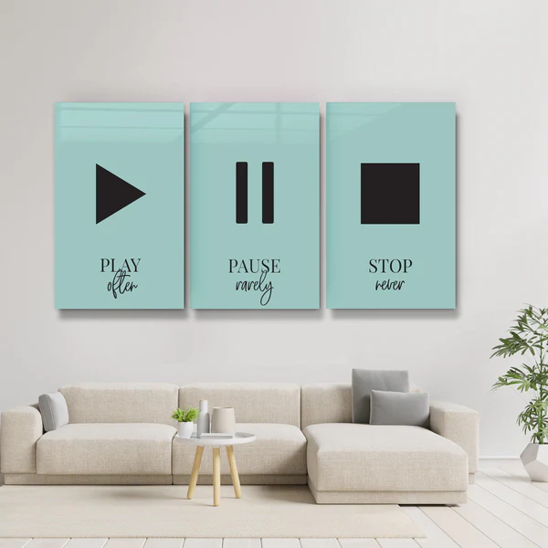 ・"Play-Pause-Stop - Trio"・Glass Wall Art - Image 3