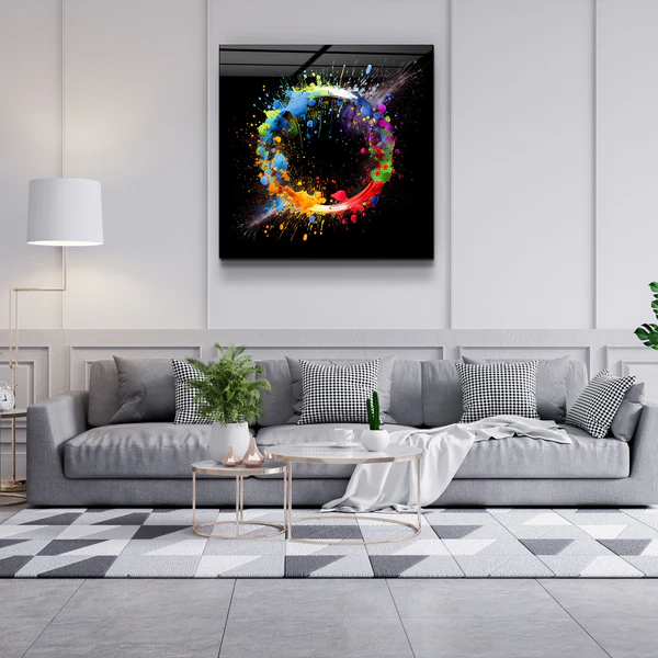 ."Paint Splash Ring". Designer's Collection Glass Wall Art - Image 2