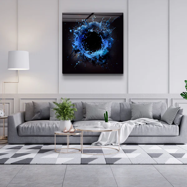 "Paint Splash Ring-Blue". Designer's Collection Glass Wall Art - Image 3