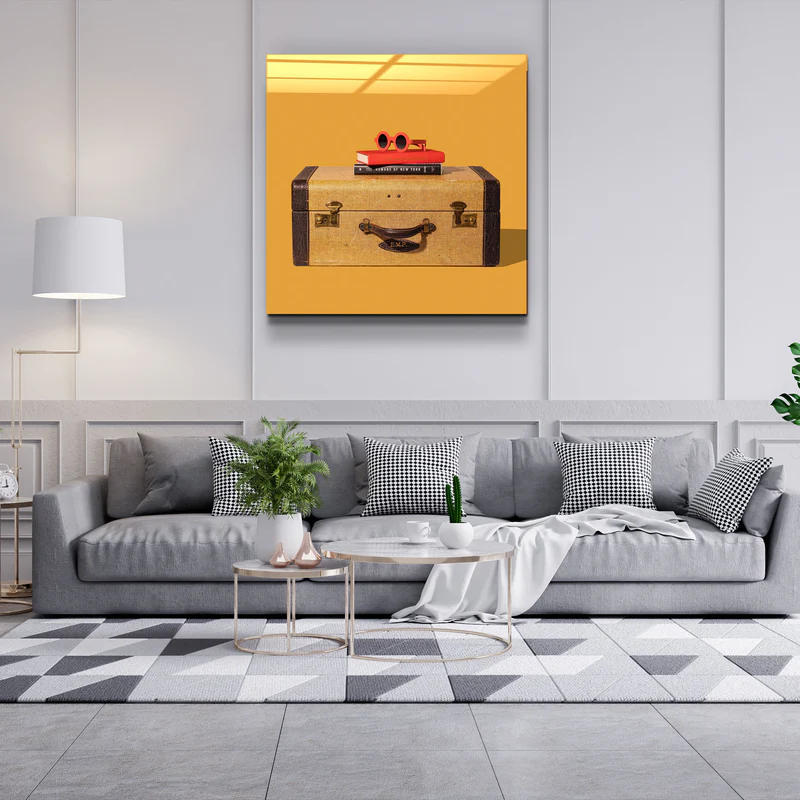 ."Retro Suitcase". Designer's Collection Glass Wall Art - Image 3