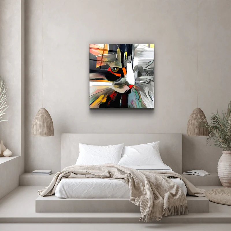 ・"Abstract Cat"・Glass Wall Art - Image 3