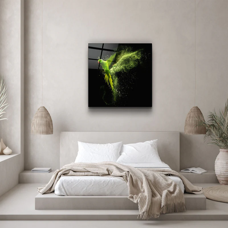 ・"Green Parrot"・Glass Wall Art - Image 3