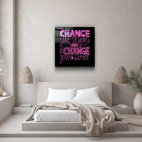 ・"Change Your World - Pink"・Glass Wall Art - Image 2