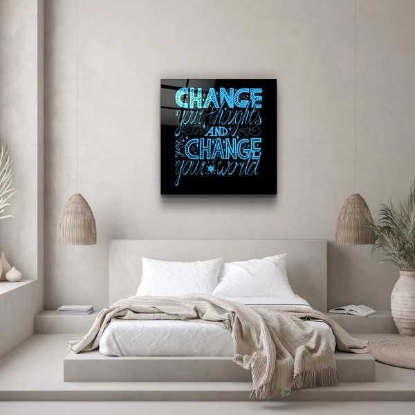 \・"Change Your World - Blue"・Glass Wall Art - Image 3