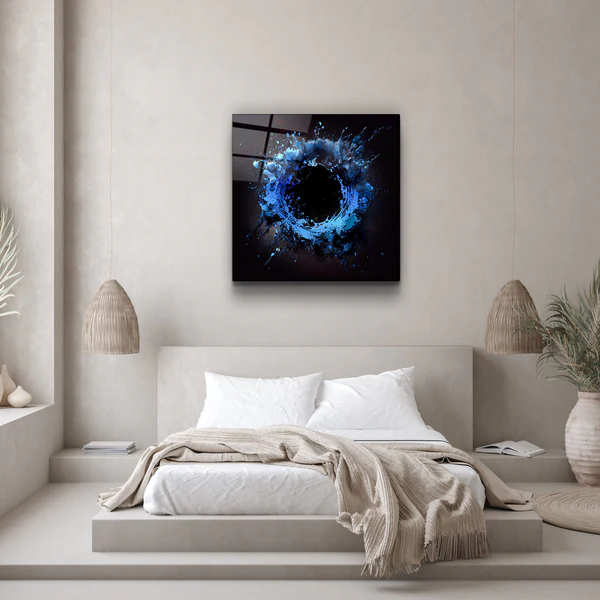 "Paint Splash Ring-Blue". Designer's Collection Glass Wall Art - Image 2